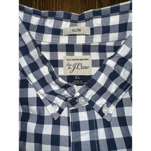 J.Crew Men's Slim Fit Blue Gingham Checkered Long Sleeve Button-Down Shirt XL